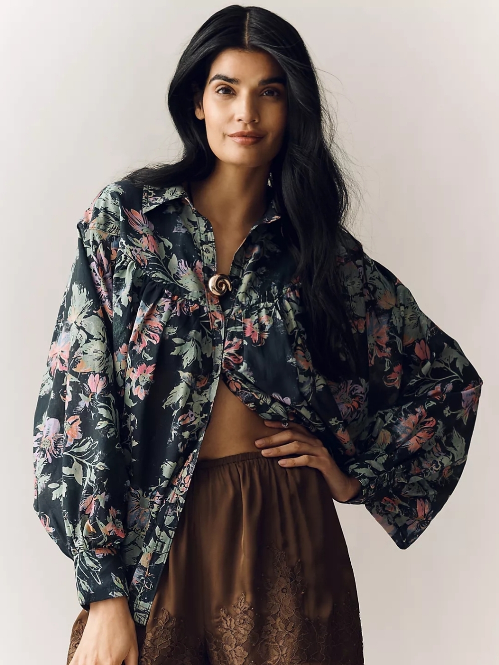 Batwing Floral Blouse XL